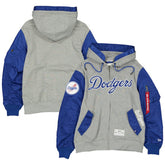 Los Angeles Dodgers x Alpha Industries Full-Zip Hoodie Jacket Heather Gray/Royal