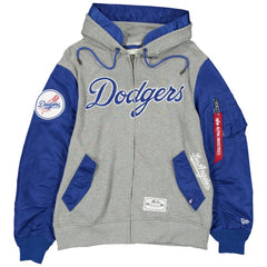 Los Angeles Dodgers x Alpha Industries Full-Zip Hoodie Jacket Heather Gray/Royal