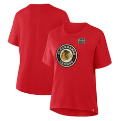 Chicago Blackhawks Fanatics Women's 2025 Winter Classic Primary Logo T-Shirt - Athletic Red T-shirts