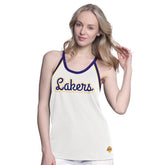 Los Angeles Lakers G-III 4Her by Carl Banks Women's Curveball Racerback Scoop Neck Slub Tank Top - White sale