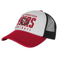 San Francisco 49ers Youth Essentials Trucker Adjustable Hat - White/Scarlet for sale
