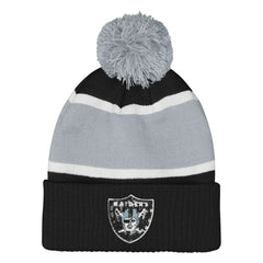 Las Vegas Raiders Outerstuff Girls Let's Play Cuffed Knit Hat with Pom - Black cheap