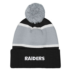 Las Vegas Raiders Outerstuff Girls Let's Play Cuffed Knit Hat with Pom - Black cheap