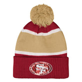 San Francisco 49ers Outerstuff Girls Let's Play Cuffed Knit Hat with Pom - Scarlet on sale