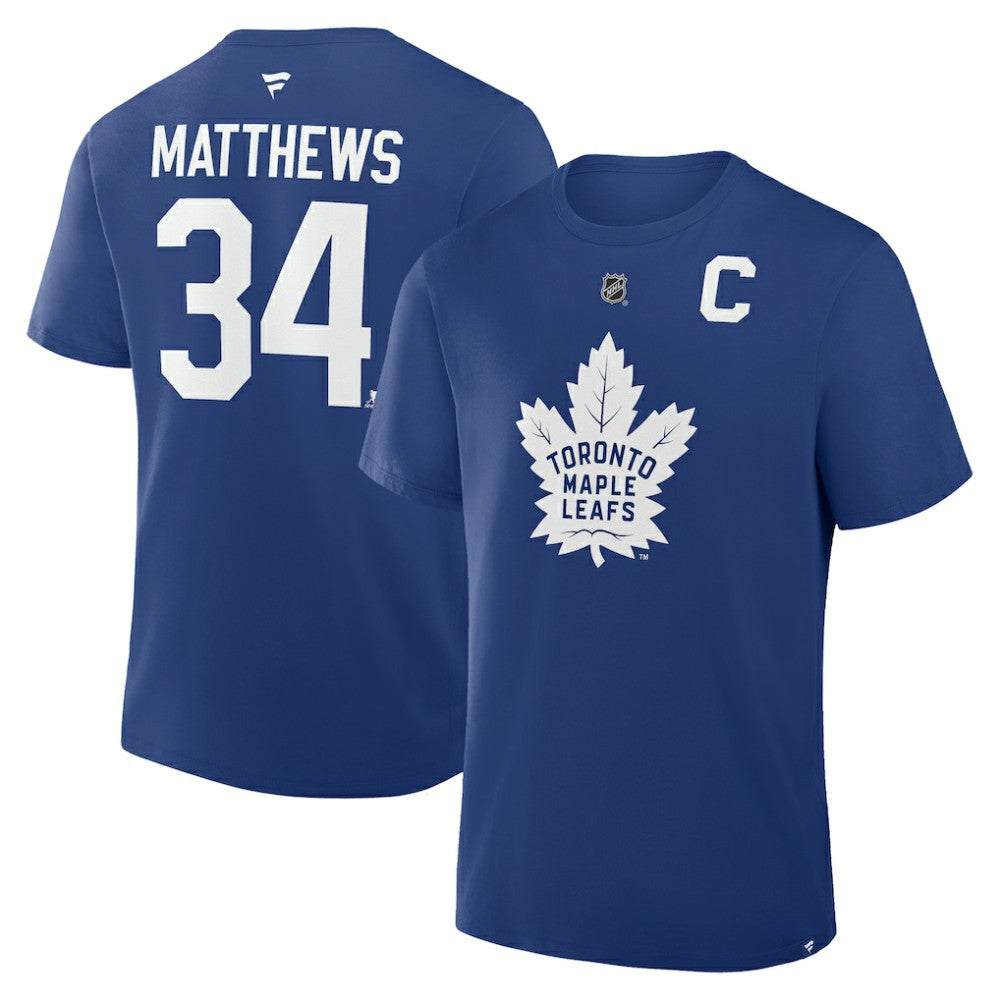 Auston Matthews Toronto Maple Leafs Fanatics Authentic Stack Name & Number T-Shirt - Blue T-shirts
