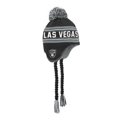 Las Vegas Raiders Outerstuff Youth Jacquard Tassel Knit Hat with Pom - Black for sale