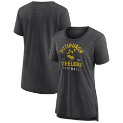 Pittsburgh Steelers Women's Vintage Arch Tri-Blend T-Shirt - Charcoal cheap
