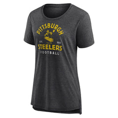 Pittsburgh Steelers Women's Vintage Arch Tri-Blend T-Shirt - Charcoal cheap