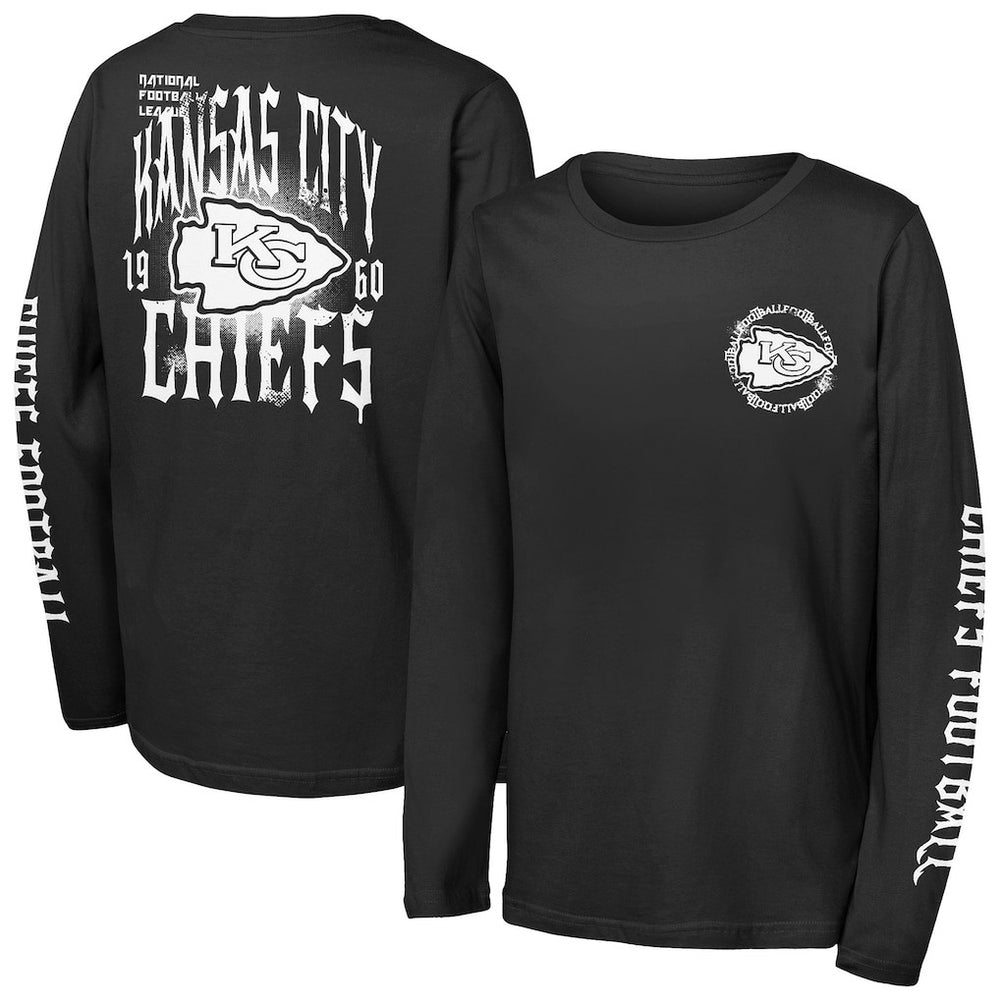 Kansas City Chiefs Outerstuff Youth Rumble Long Sleeve T-Shirt - Black cheap