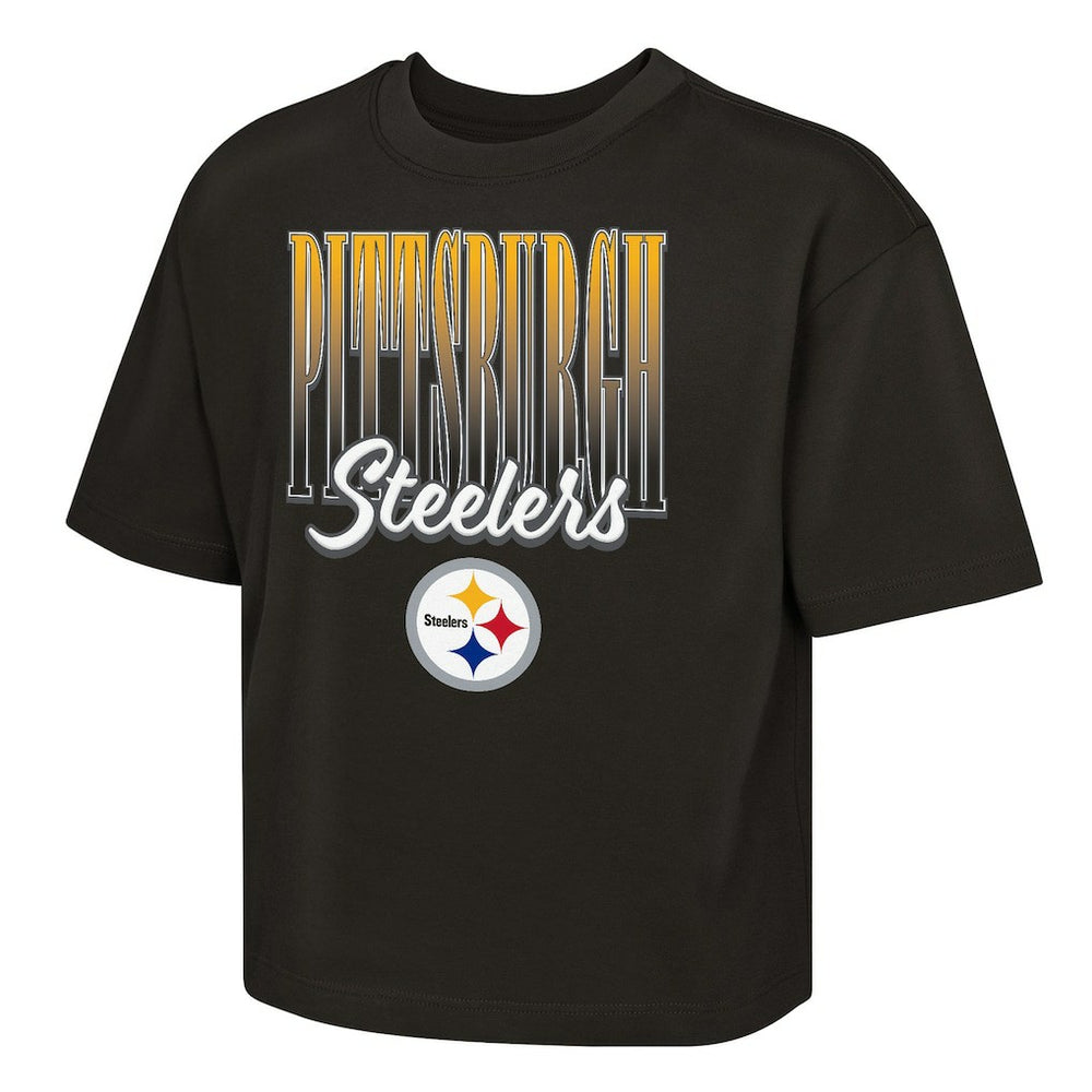 Pittsburgh Steelers Outerstuff Girls Youth Big City Boxy T-Shirt - Black sale
