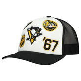 Pittsburgh Penguins Mitchell & Ness Gridlock Trucker Adjustable Hat - White/Black Hats