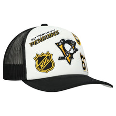 Pittsburgh Penguins Mitchell & Ness Gridlock Trucker Adjustable Hat - White/Black Hats