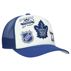 Toronto Maple Leafs Mitchell & Ness Gridlock Trucker Adjustable Hat - White/Blue Hats