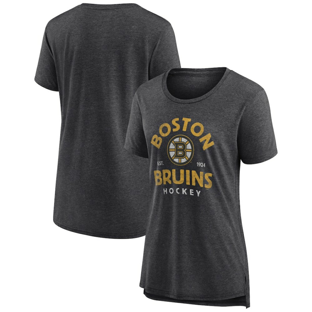 Boston Bruins Women's Vintage Arch Tri-Blend T-Shirt - Gray T-shirts