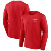 Chicago Blackhawks Team Lockup Long Sleeve T-Shirt - Red T-shirts