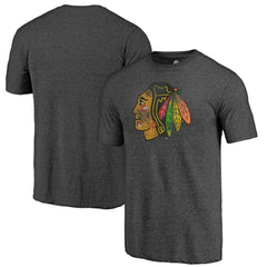 Chicago Blackhawks Distressed Tri-Blend T-Shirt - Charcoal T-shirts