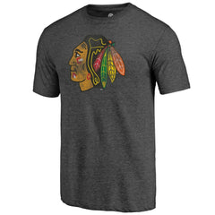 Chicago Blackhawks Distressed Tri-Blend T-Shirt - Charcoal T-shirts