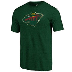 Minnesota Wild Distressed Logo Tri-Blend T-Shirt - Green T-shirts