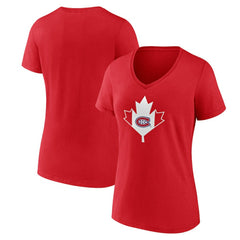Montreal Canadiens Women's Canada Day V-Neck T-Shirt - Red T-shirts