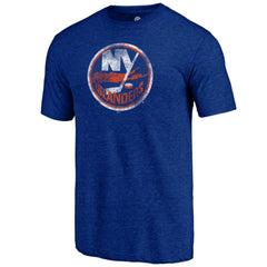 New York Islanders Distressed Logo Tri-Blend T-Shirt - Royal T-shirts