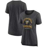 Pittsburgh Penguins Women's Vintage Arch Tri-Blend T-Shirt - Gray T-shirts