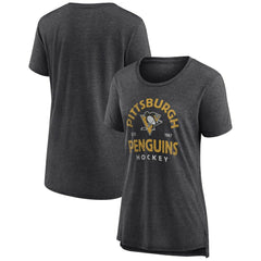 Pittsburgh Penguins Women's Vintage Arch Tri-Blend T-Shirt - Gray T-shirts