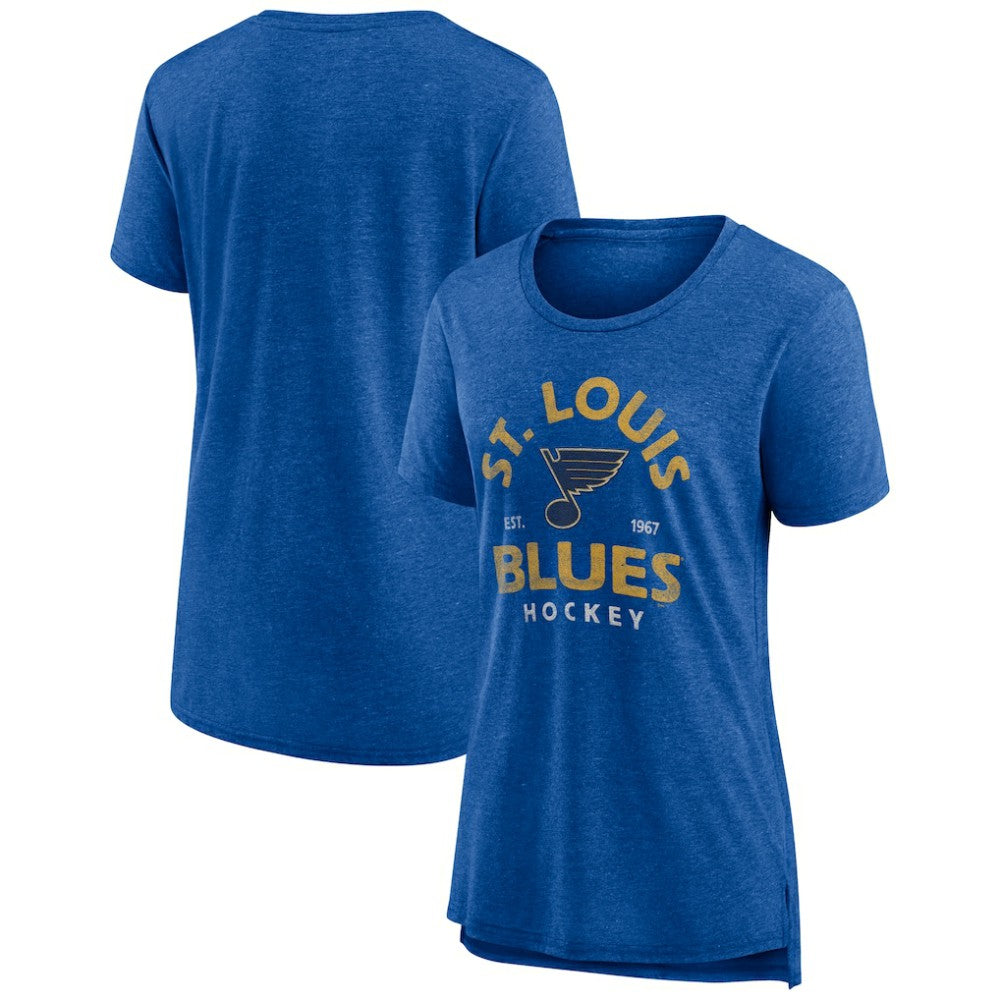 St. Louis Blues Women's Vintage Arch Tri-Blend T-Shirt - Blue T-shirts