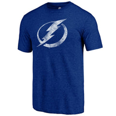 Tampa Bay Lightning Distressed Logo Tri-Blend T-Shirt - Blue T-shirts