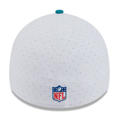 Miami Dolphins New Era 2025 NFL Training Camp Throwback Logo 39THIRTY Flex Hat - White/Aqua on sale