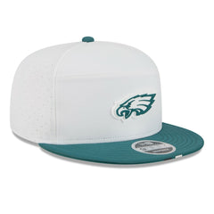 Philadelphia Eagles New Era 2025 NFL Training Camp Split Panel 9FIFTY Snapback Hat - White/Midnight Green sale