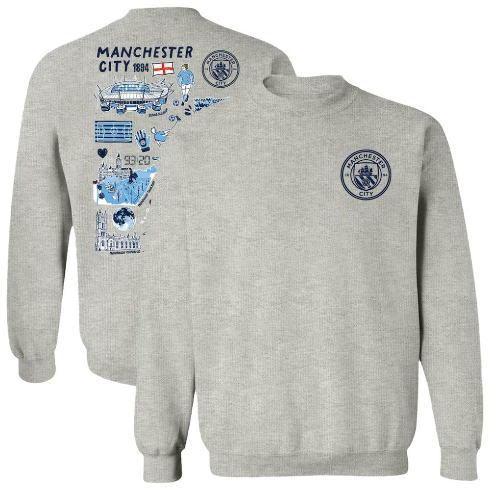 Manchester City Vive La Fete Women's Impressions Artwork Pullover Sweatshirt Discount - Gray