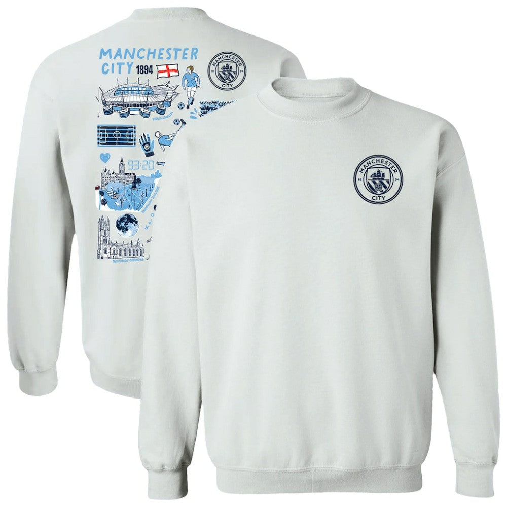 Manchester City Vive La Fete Women's Impressions Artwork Pullover Sweatshirt Discount - White