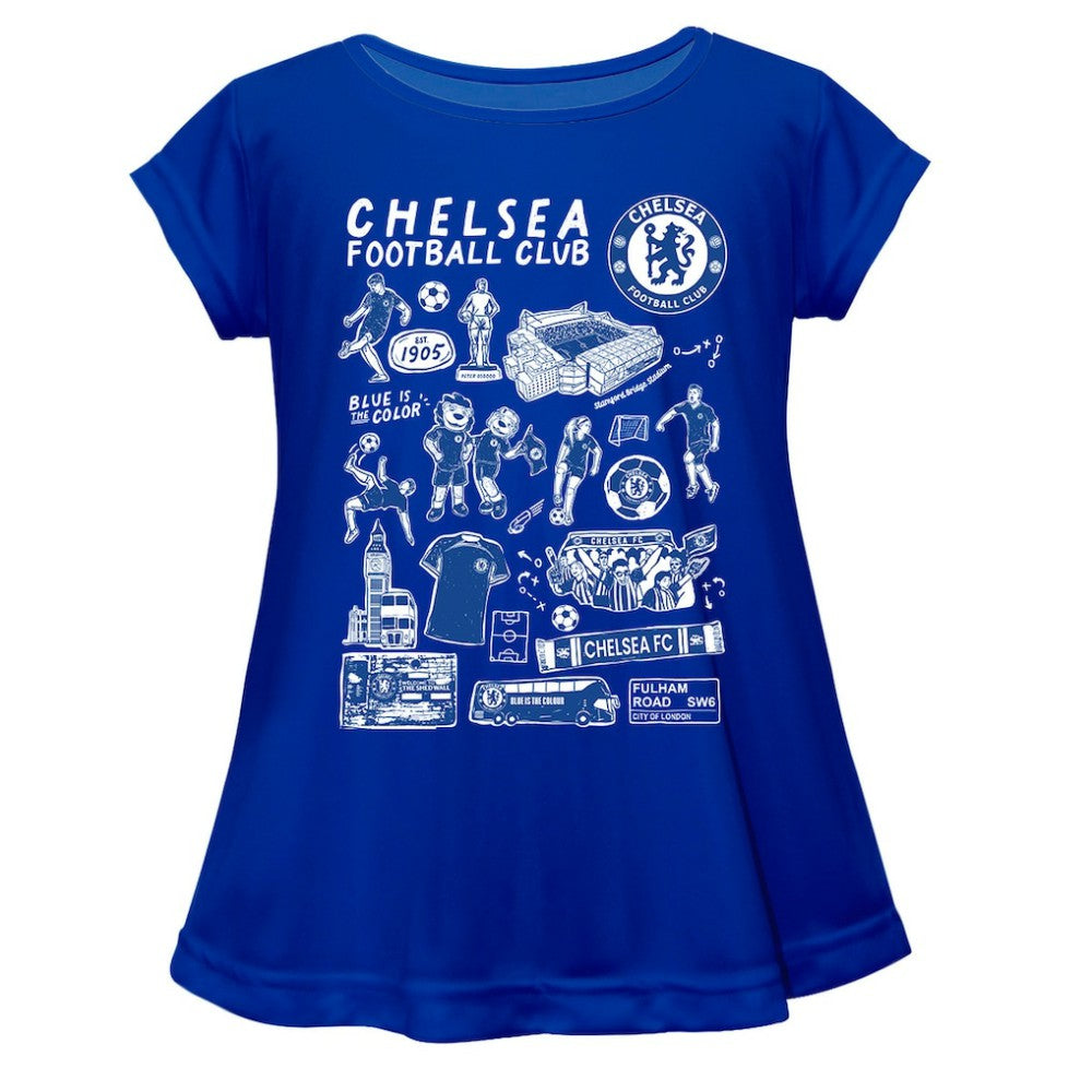Chelsea Vive La Fete Girls Youth Impressions Artwork A-Line Top Discount - Blue