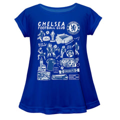 Chelsea Vive La Fete Girls Youth Impressions Artwork A-Line Top - Blue sale