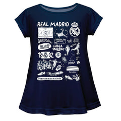 Real Madrid Vive La Fete Girls Youth Impressions Artwork A-Line Top Discount - Navy