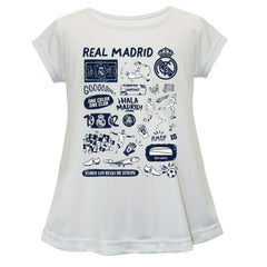 Real Madrid Vive La Fete Girls Youth Impressions Artwork A-Line Top - White sale