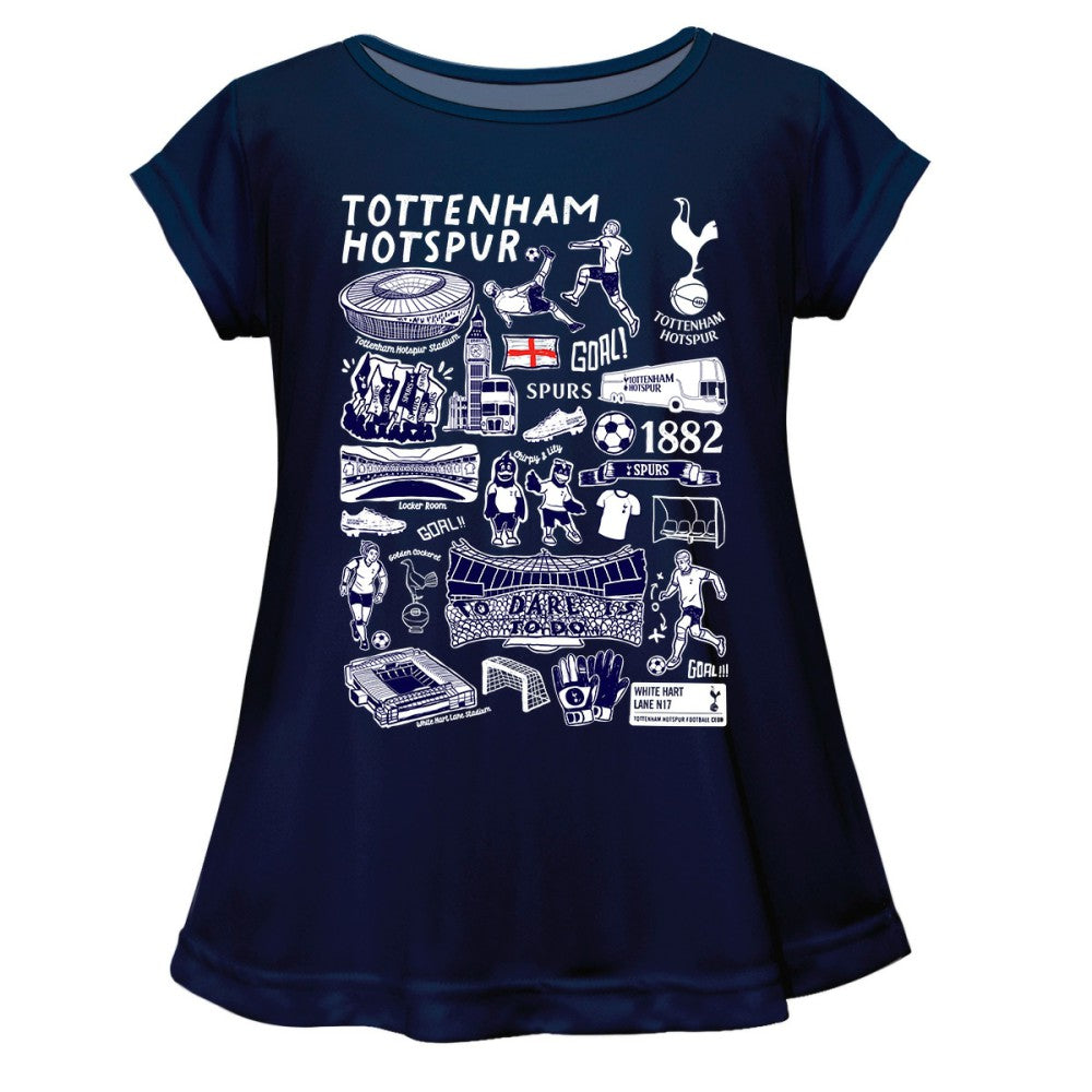 Tottenham Hotspur Vive La Fete Girls Youth Impressions Artwork A-Line Top Sale - Navy