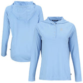 Detroit Tigers Cutter & Buck Women's Coastline Epic Comfort Eco Recycled Long Sleeve Hoodie T-Shirt Powder Blue