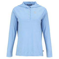 Detroit Tigers Cutter & Buck Women's Coastline Epic Comfort Eco Recycled Long Sleeve Hoodie T-Shirt Powder Blue