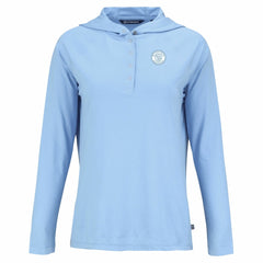 Milwaukee Brewers Cutter & Buck Women's Coastline Epic Comfort Eco Recycled Long Sleeve Hoodie T-Shirt Powder Blue