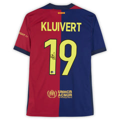 Patrick Kluivert Barcelona Autographed 2024-25 Red/Blue Home Jersey - BAS for sale