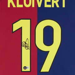 Patrick Kluivert Barcelona Autographed 2024-25 Red/Blue Home Jersey - BAS for sale