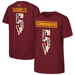 Jayden Daniels Washington Commanders Outerstuff Youth Mainliner Drip Player Name & Number T-Shirt - Burgundy on sale
