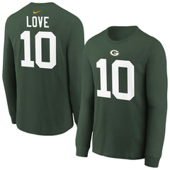 Jordan Love Green Bay Packers Youth Player Name & Number Long Sleeve T-Shirt - Green cheap