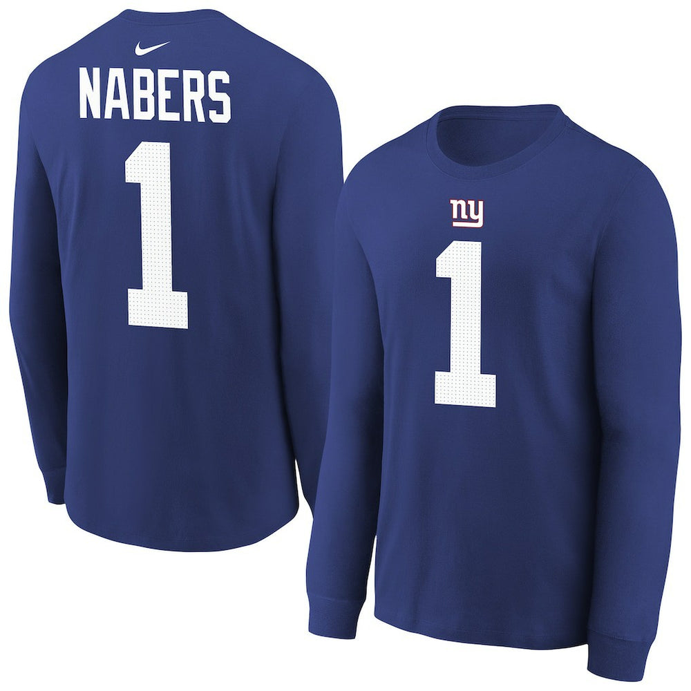 Malik Nabers New York Giants Youth Player Name & Number Long Sleeve T-Shirt - Royal on sale