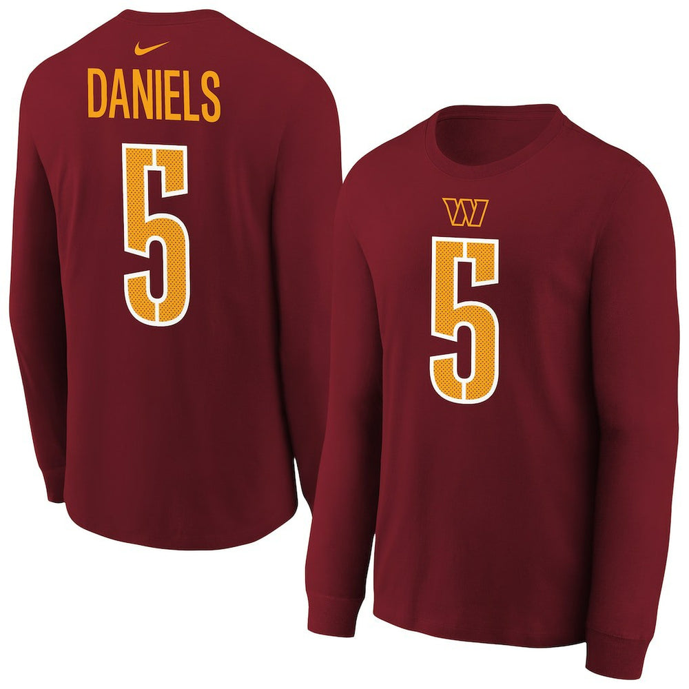 Jayden Daniels Washington Commanders Youth Player Name & Number Long Sleeve T-Shirt - Burgundy outlet