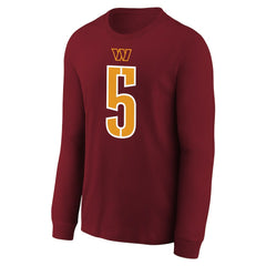 Jayden Daniels Washington Commanders Youth Player Name & Number Long Sleeve T-Shirt - Burgundy outlet