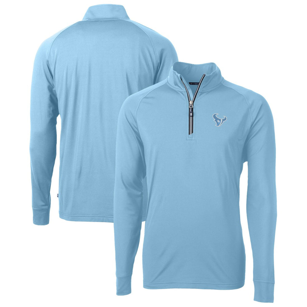 Houston Texans Cutter & Buck Raglan Adapt Eco Knit Stretch Recycled Quarter-Zip Top - Powder Blue outlet