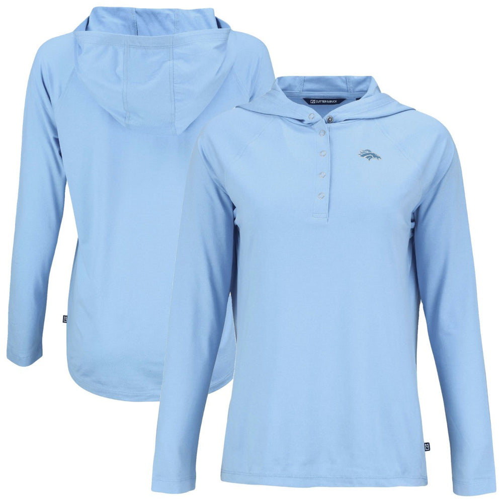 Denver Broncos Cutter & Buck Women's Coastline Epic Comfort Eco Recycled Long Sleeve Hoodie T-Shirt - Powder Blue online