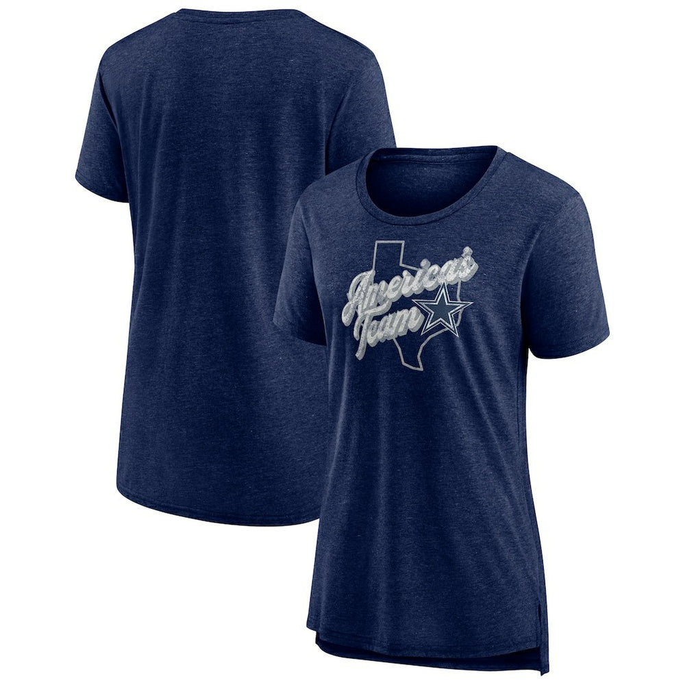 Dallas Cowboys Women's First Down Distressed Tri-Blend T-Shirt - Navy cheap